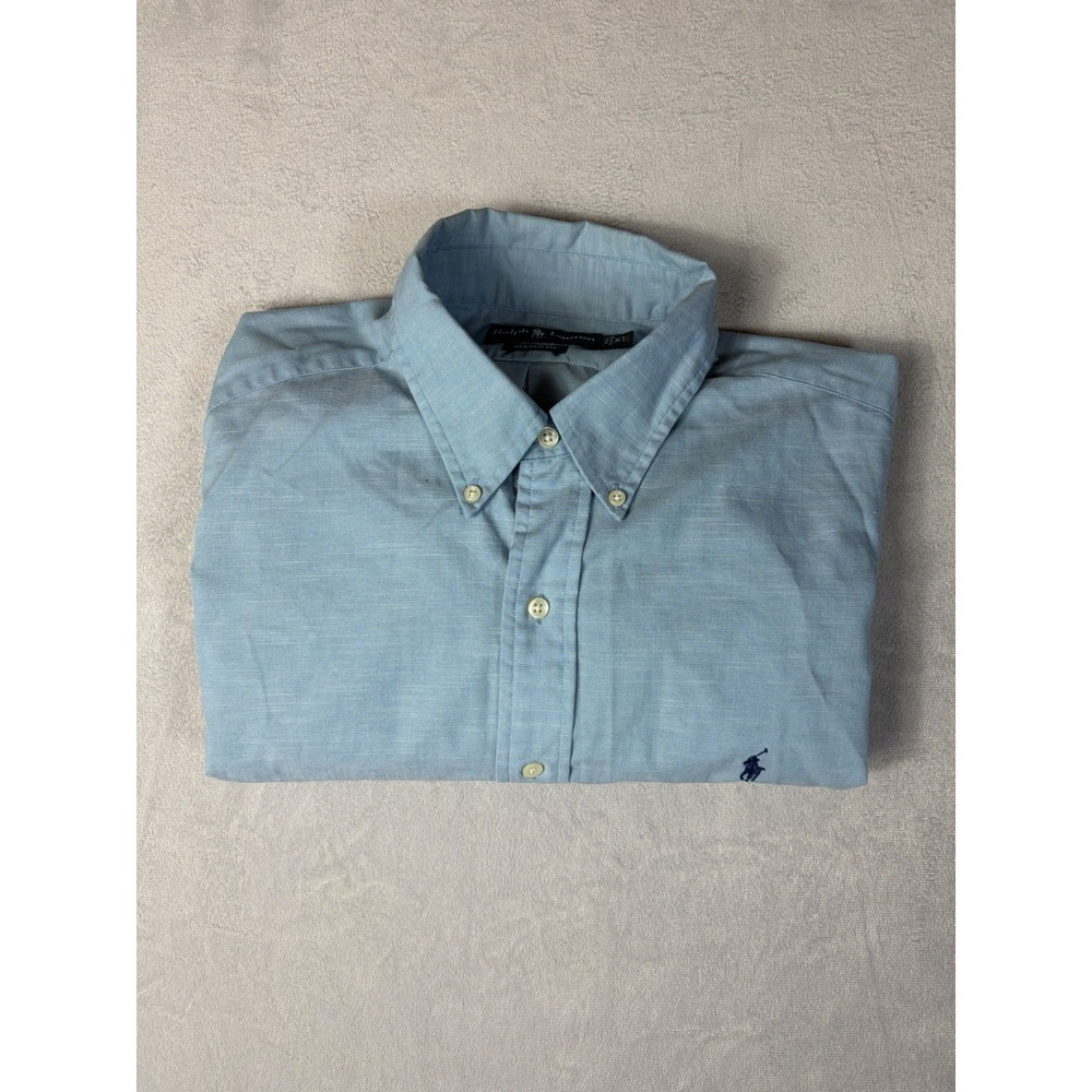 Ralph Lauren Shirt Mens XL‎ Blue Classic Fit Button Down Gingham Pony